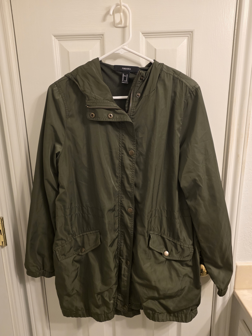Forever 21 Olive Green Hooded Utility Anorak